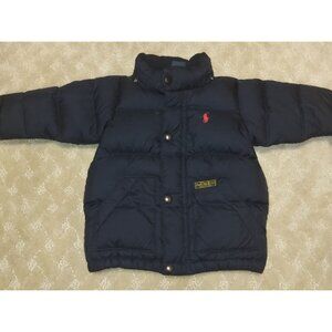 Polo Ralph Lauren Baby Jacket 12M Navy Blue Down Puffer Coat Snap Button Warm
